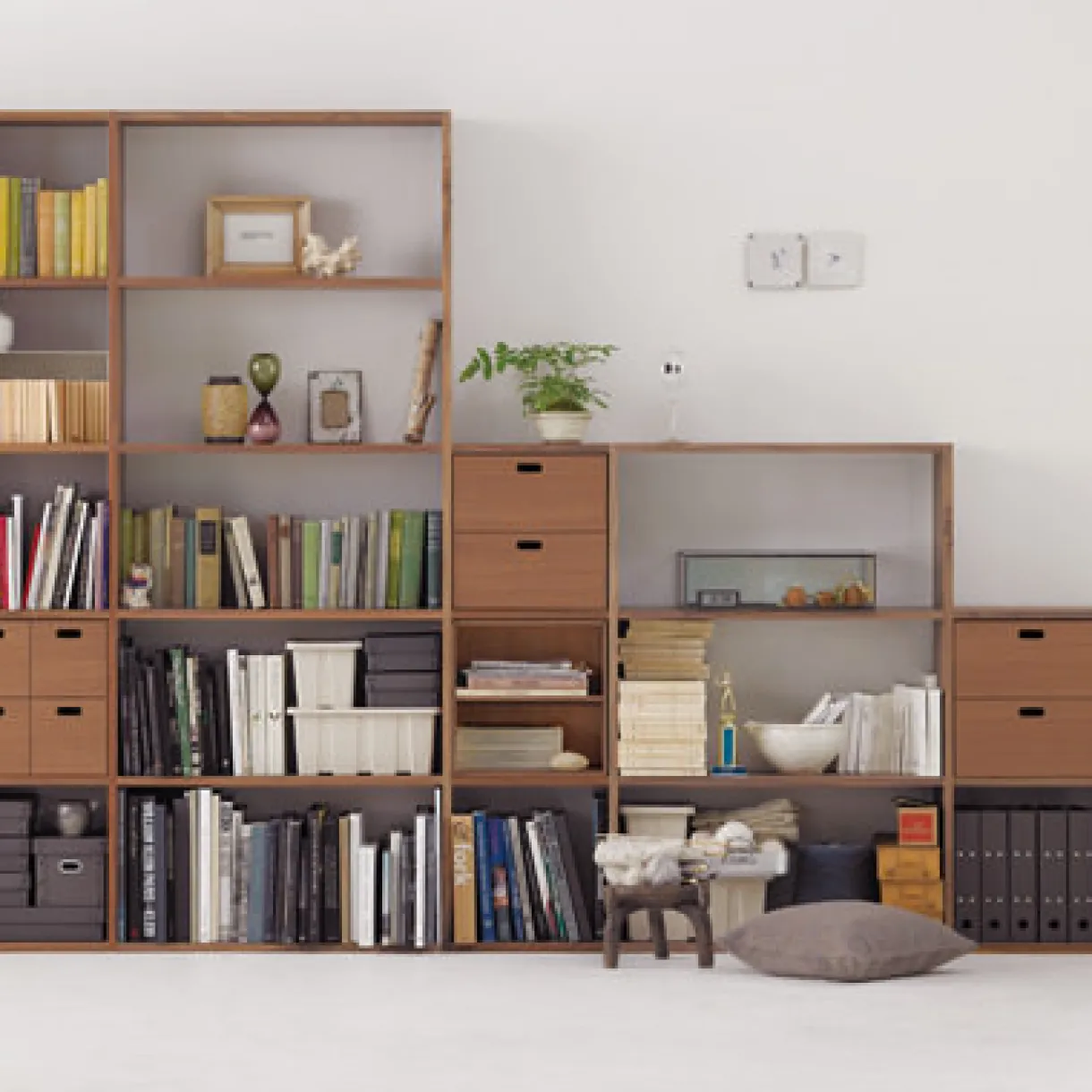 Étagère additionnelle large en noyer ‐ 3 niveaux (Dont Eco‐part. 1,80 €)