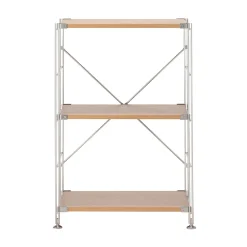 Étagère en acier inoxydable plaquée chêne étroite ‐ 3 niveaux (Dont Eco‐part. 1,80 €)