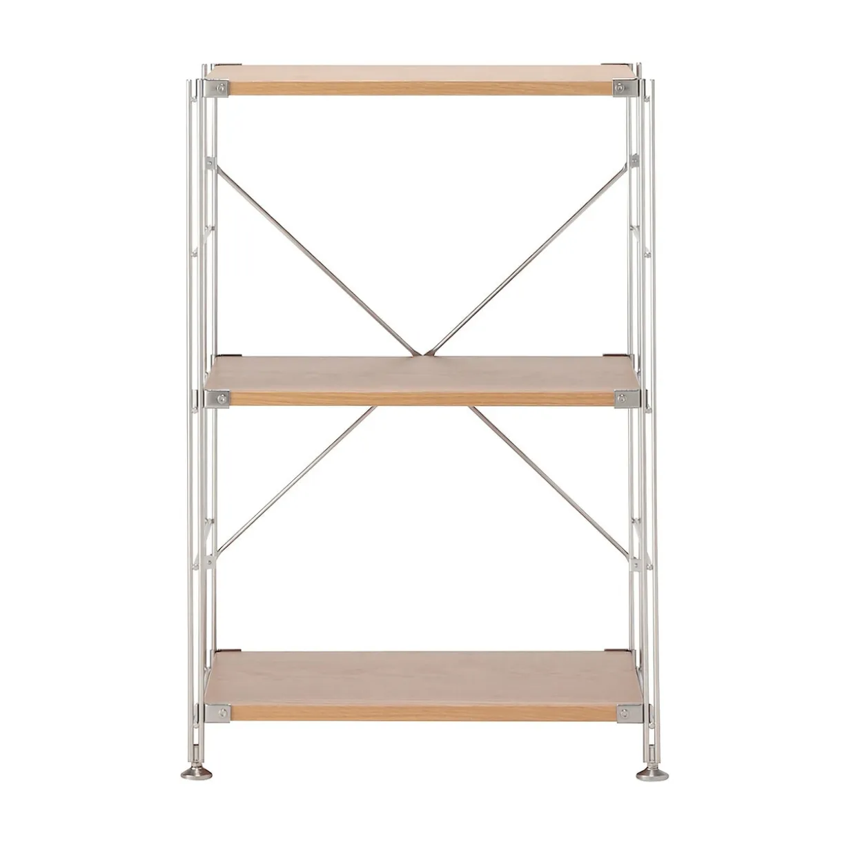 Étagère en acier inoxydable plaquée chêne étroite ‐ 3 niveaux (Dont Eco‐part. 1,80 €)