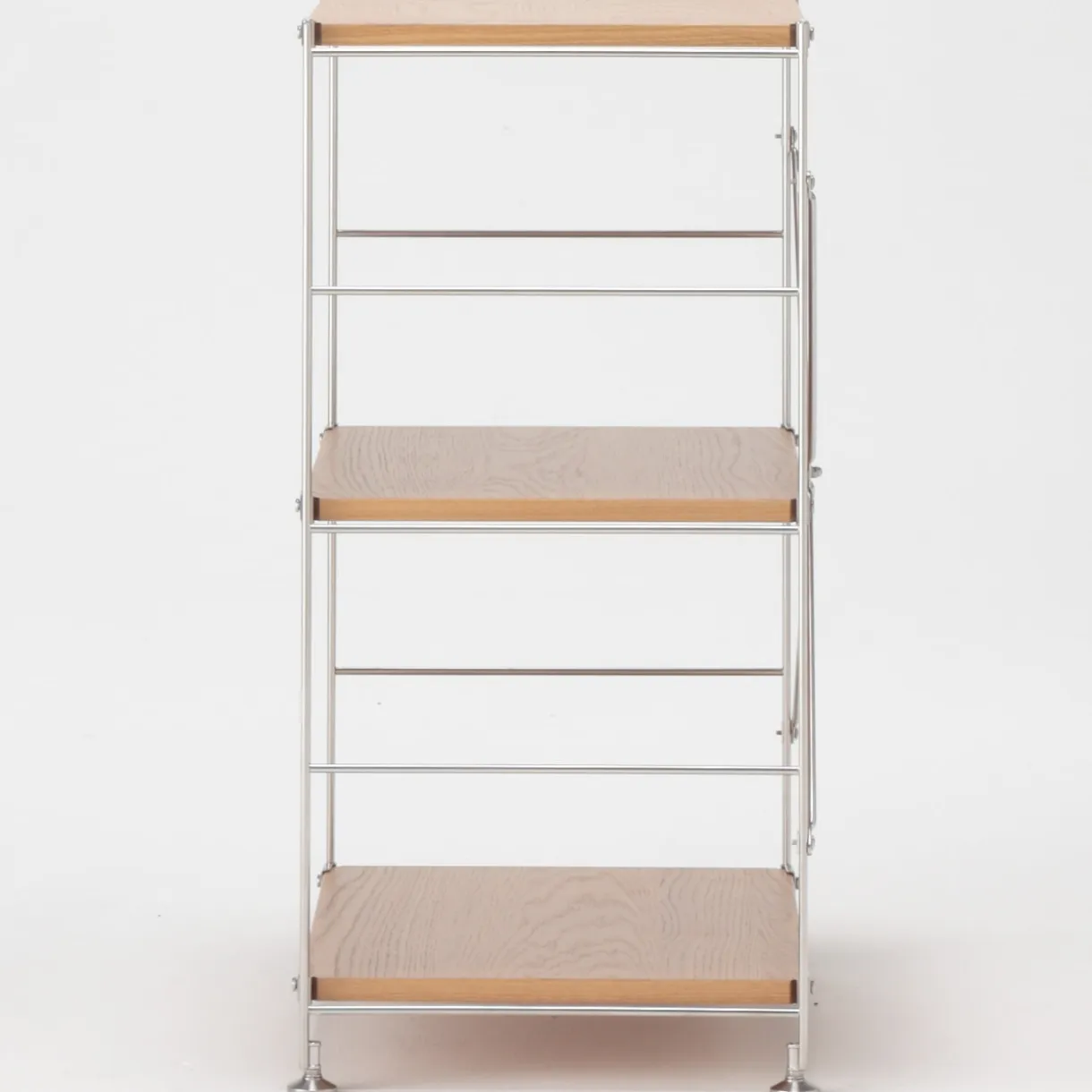 Étagère en acier inoxydable plaquée chêne étroite ‐ 3 niveaux (Dont Eco‐part. 1,80 €)