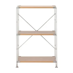 Étagère en acier inoxydable plaquée chêne étroite ‐ 3 niveaux (Dont Eco‐part. 1,80 €)