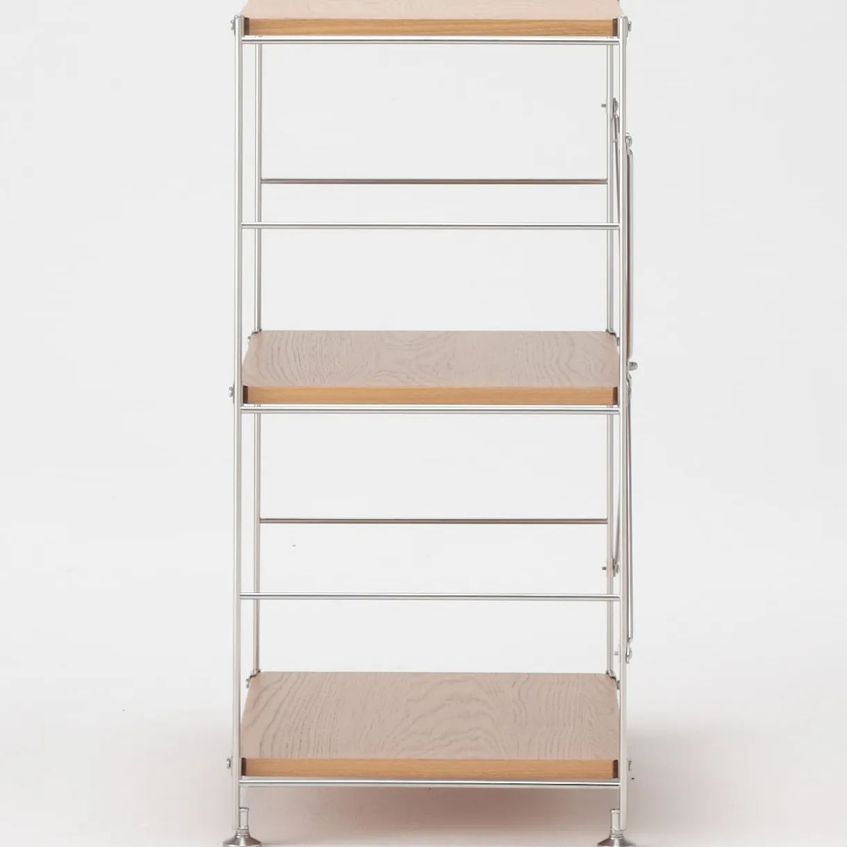 Étagère en acier inoxydable plaquée chêne étroite ‐ 3 niveaux (Dont Eco‐part. 1,80 €)