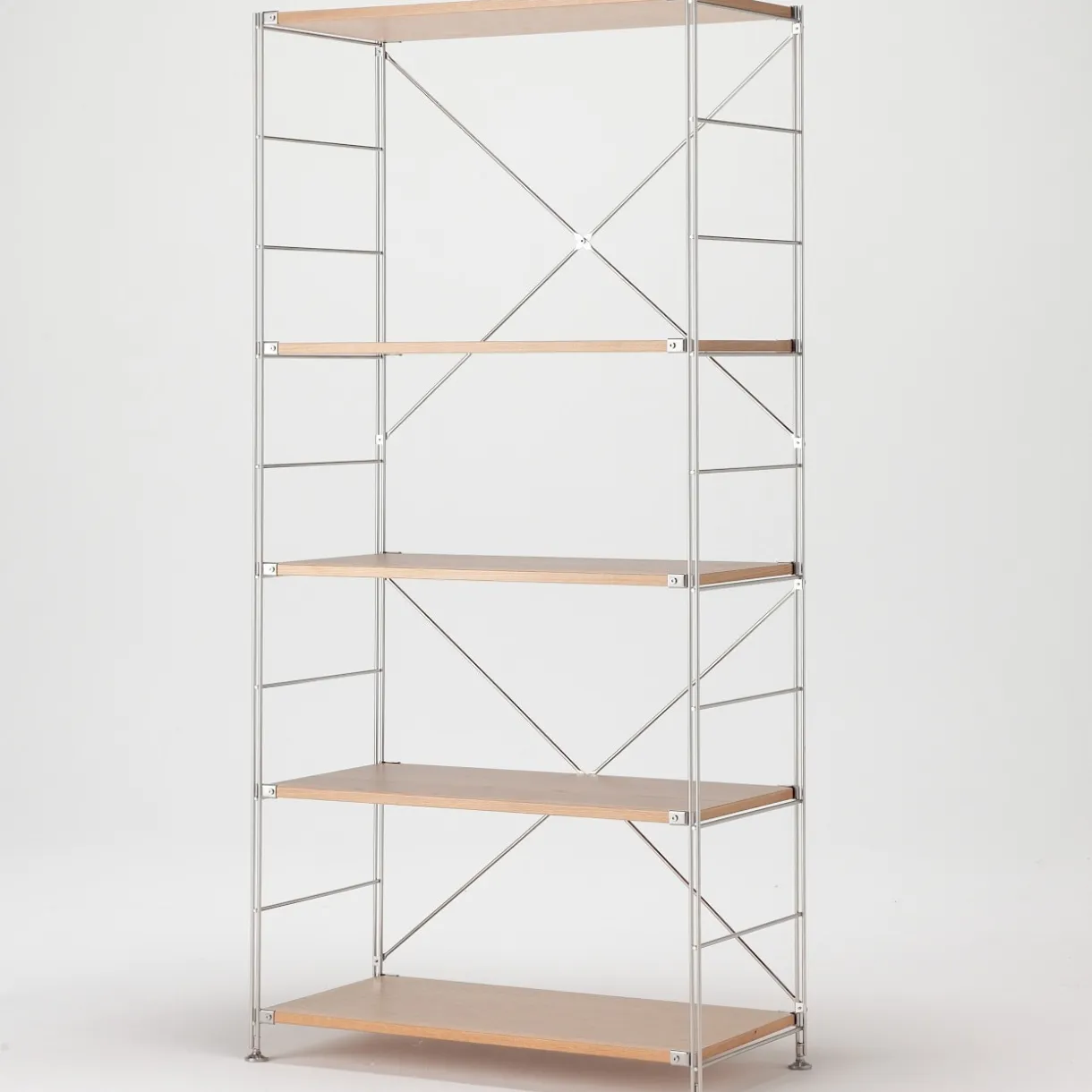 Étagère en acier inoxydable plaqué chêne (Dont Eco‐part. 3,90 €) 8061