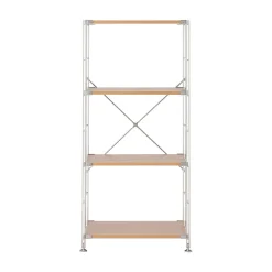 Étagère en acier inoxydable plaquée chêne étroite ‐ 4 niveaux (Dont Eco‐part. 1,80 €)