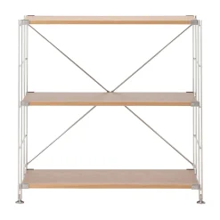 Étagère en acier inoxydable plaquée chêne large ‐ 3 niveaux (Dont Eco‐part. 2,80 €)