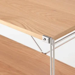 Étagère en acier inoxydable plaquée chêne large ‐ 3 niveaux (Dont Eco‐part. 2,80 €)