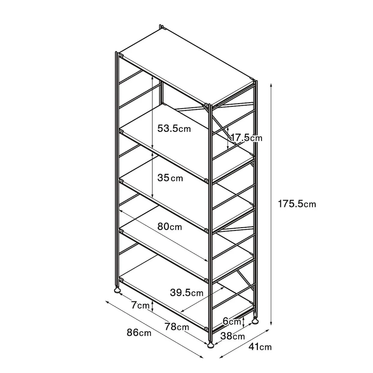 Étagère en acier inoxydable ‐ Large ‐ Grande (Dont Eco‐part. 1,80 €)
