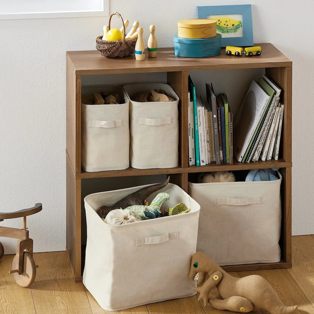 Étagère étroite en noyer ‐ 2 niveaux (Dont Eco‐part. 0,82 €)