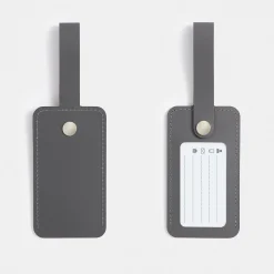 Étiquette de bagage en cuir recyclé - Grafite