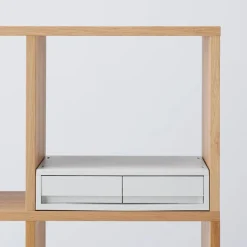 Tiroir en PP paysage 2 compartiments gris blanc L37X P26X H9cm