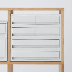 Tiroir en PP paysage 2 compartiments gris blanc L37X P26X H9cm