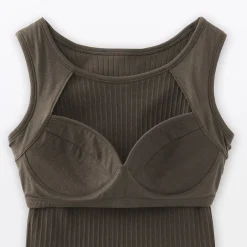 Top brassière court côtelé en coton pour femme