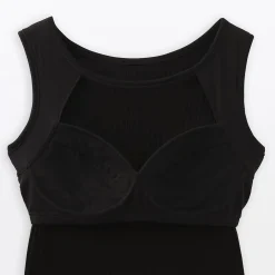 Top brassière court côtelé en coton pour femme