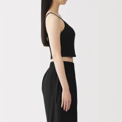 Top brassière court côtelé en coton pour femme