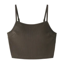 Top brassière court côtelé en coton pour femme