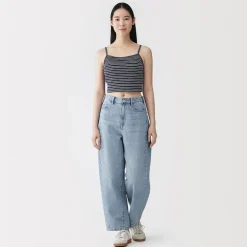 Top brassière court côtelé en coton pour femme