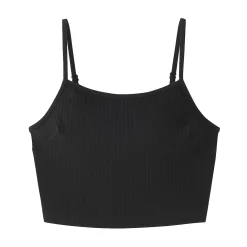 Top brassière court côtelé en coton pour femme