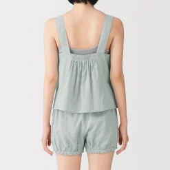 Top sans manches en double gaze à pois dobby pour femme