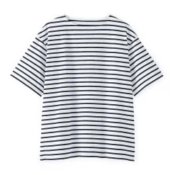 T-shirt à col bateau en coton épais délavé pour homme