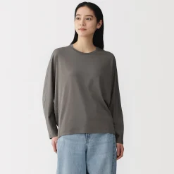 T-shirt à manches longues chauve-souris en jersey lyocell pour femme