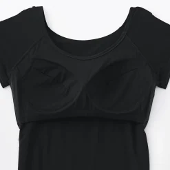 T-shirt brassière lisse en mélange lyocell à mancherons pour femme