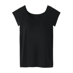 T-shirt brassière lisse en mélange lyocell à mancherons pour femme