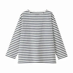 T-shirt délavé à manches longues et à col bateau en coton épais pour homme