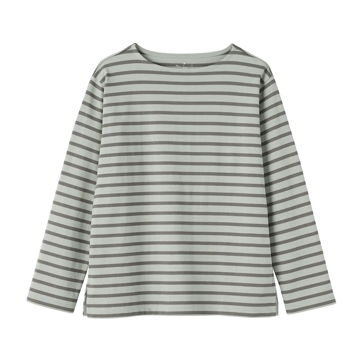 T‐shirt en coton épais manches longues col bateau pour femme
