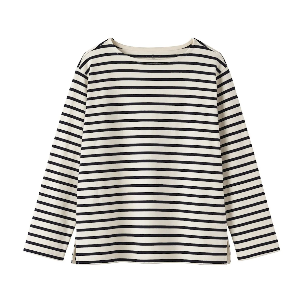 T‐shirt en coton épais manches longues col bateau pour femme