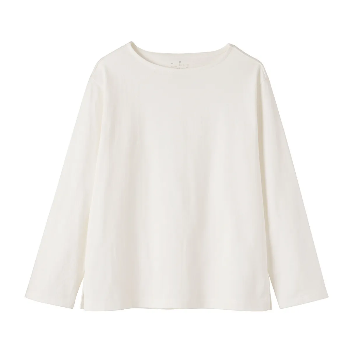 T‐shirt en coton épais manches longues col bateau pour femme