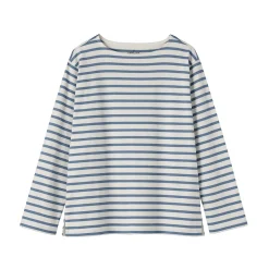 T‐shirt en coton épais manches longues col bateau pour femme