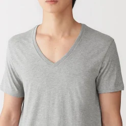 T-shirt en coton recyclé sans coutures latérales à col en V - lot de 2, pour homme