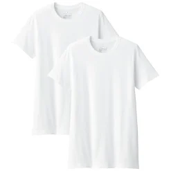 T-shirt en coton sans coutures latérales à col rond - lot de 2, pour homme