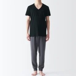 T-shirt en coton sans coutures latérales à col en V - lot de 2, pour homme