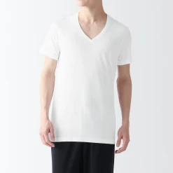 T-shirt en coton sans coutures latérales à col en V - lot de 2, pour homme