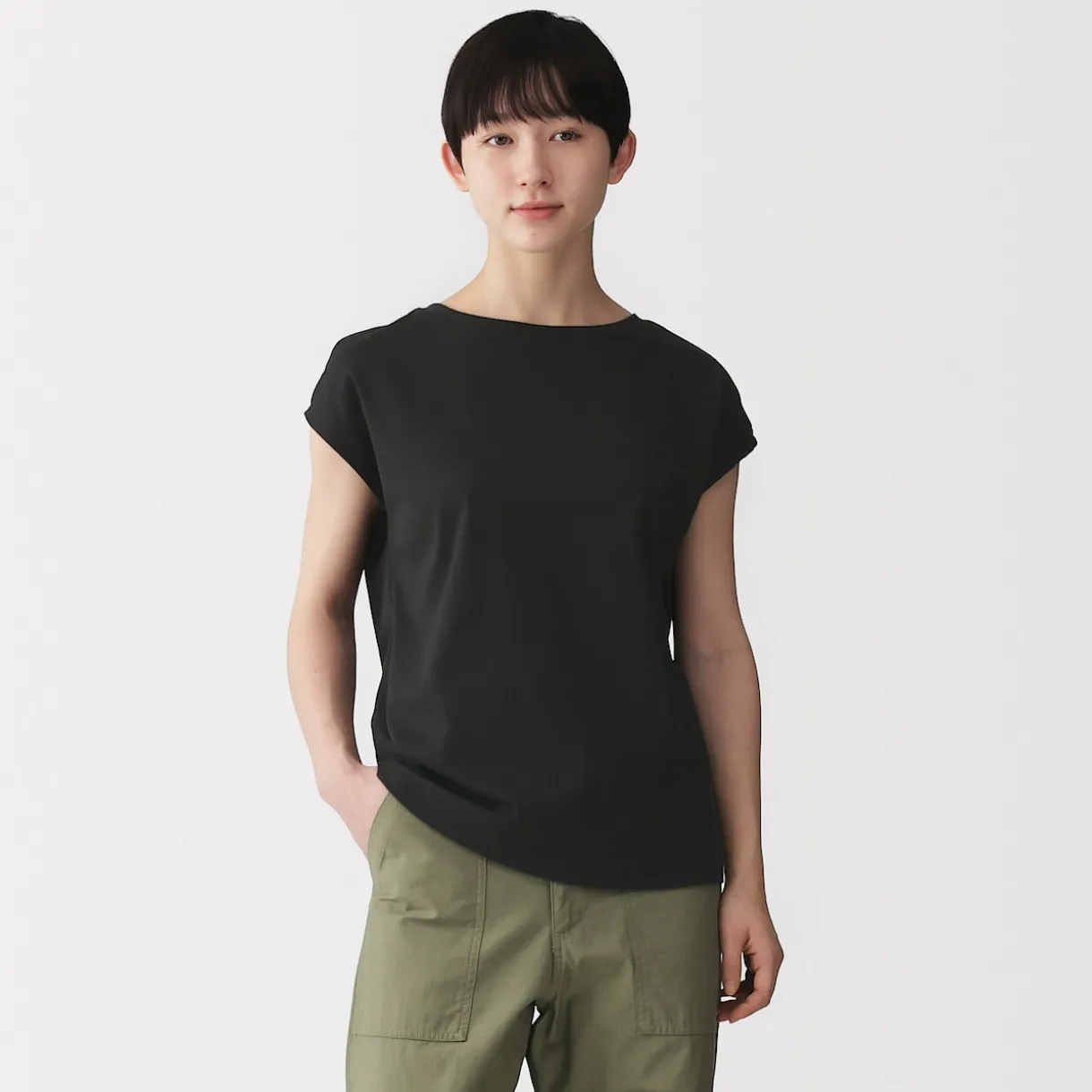 T‐shirt en jersey à manches cap pour femme