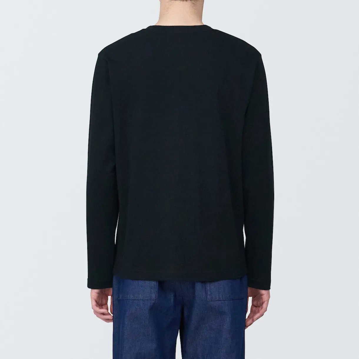 T‐shirt en jersey de coton lavé manches longues pour homme