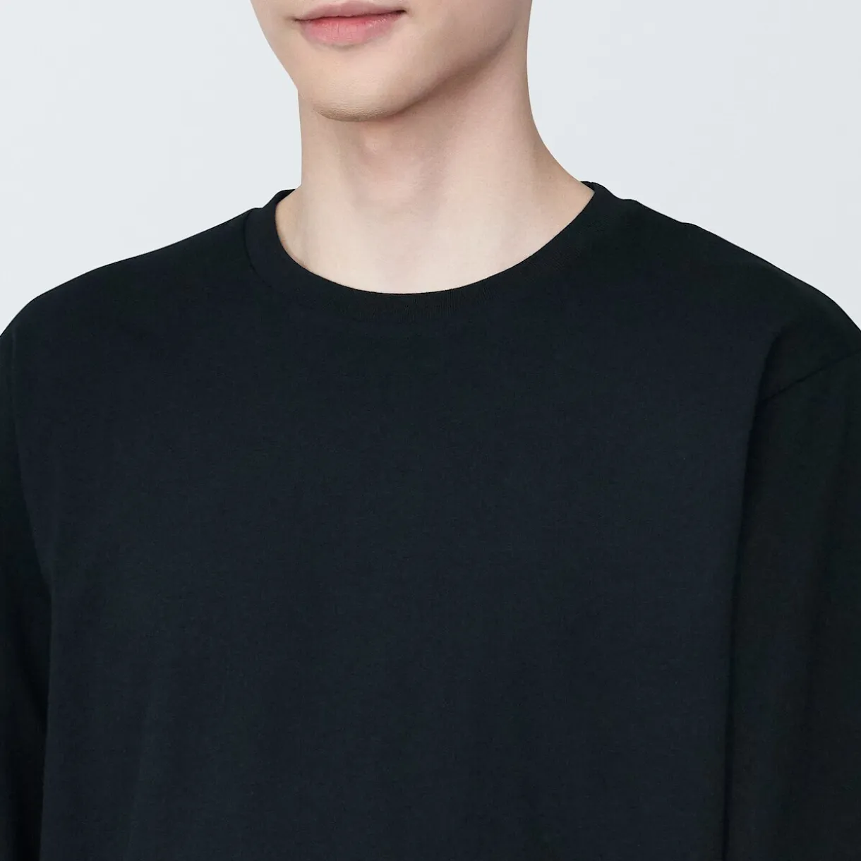 T‐shirt en jersey de coton lavé manches longues pour homme