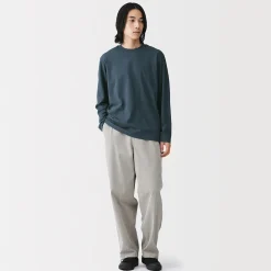 T‐shirt en jersey de coton lavé manches longues pour homme