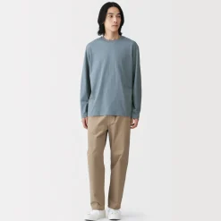 T‐shirt en jersey de coton lavé manches longues pour homme