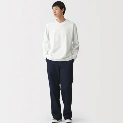 T‐shirt en jersey de coton lavé manches longues pour homme