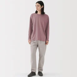 T‐shirt en jersey de coton lavé manches longues pour homme