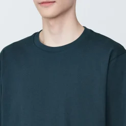 T‐shirt en jersey de coton lavé manches longues pour homme