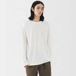 T‐shirt en jersey de coton lavé manches longues pour homme