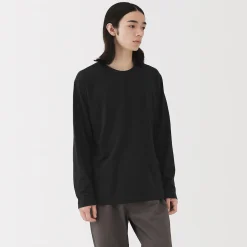 T‐shirt en jersey de coton lavé manches longues pour homme