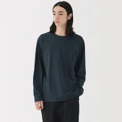 T‐shirt en jersey de coton lavé manches longues pour homme