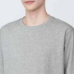 T‐shirt en jersey de coton lavé manches longues pour homme