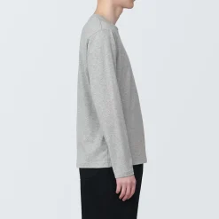 T‐shirt en jersey de coton lavé manches longues pour homme