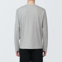 T‐shirt en jersey de coton lavé manches longues pour homme