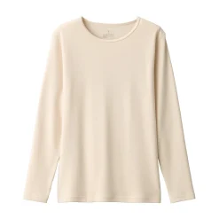 T‐shirt manches longues col rond en coton et laine chauds pour femme